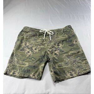 George Men’s XL Hawaiian Tropical Swim Trunks Olive Green Palm Tree Beach Shorts